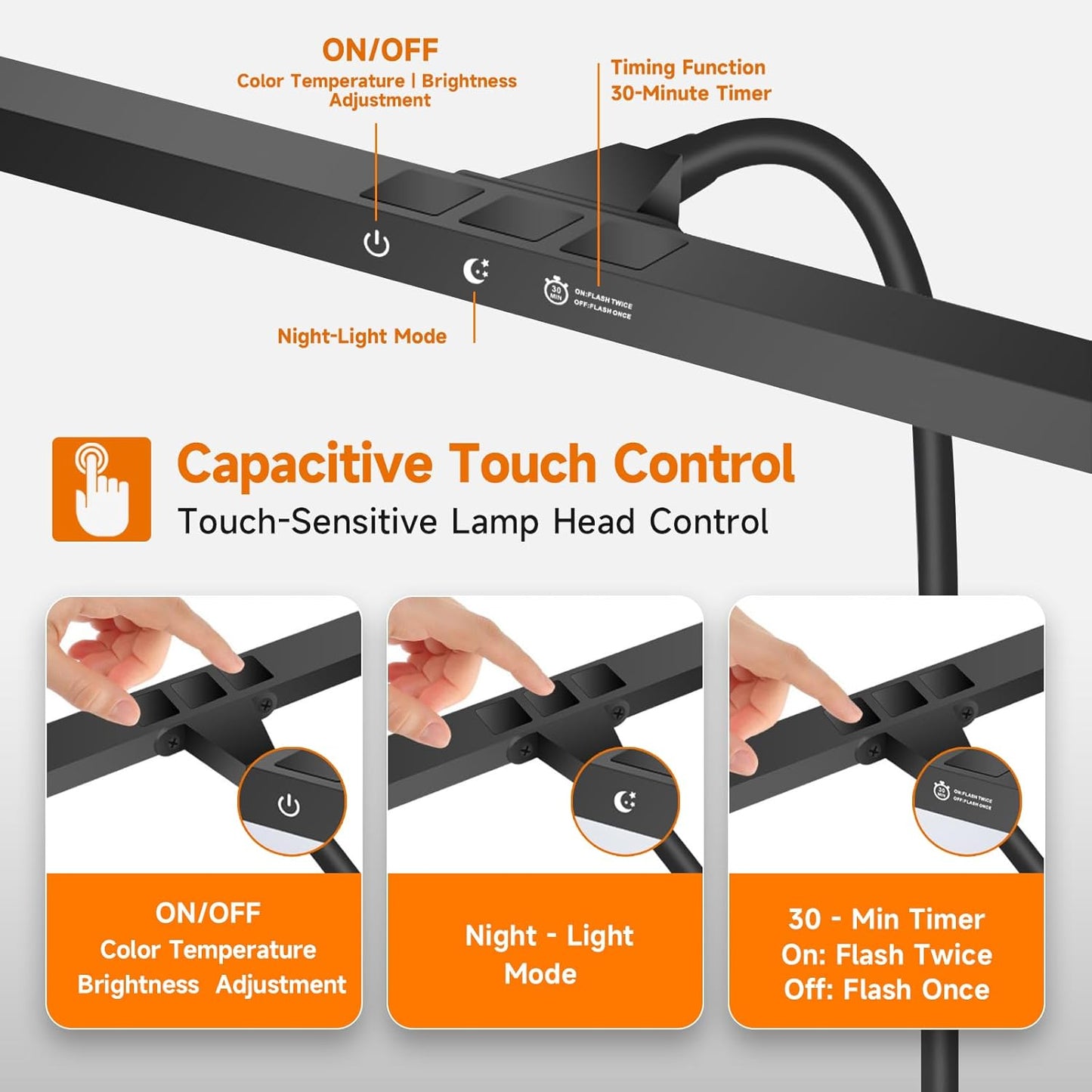 DUDUDU 17" Dimmable LED Piano Light, 2-in-1 Clamp Base Piano Lamp Flexible Gooseneck with 3 Colors Modes, Adjustable Height & Direction for Grand/Upright/Digital Pianos, Sheet Music & Studio Lighting