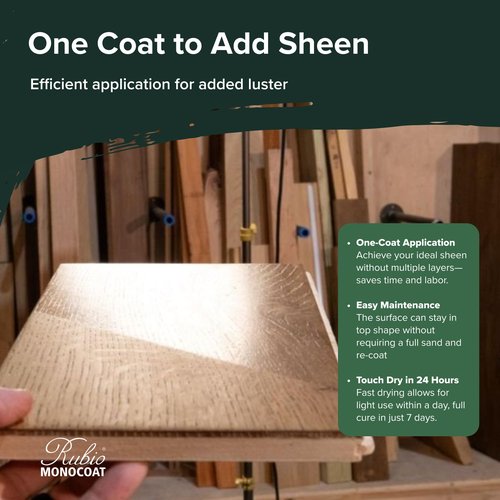 Rubio Monocoat SheenPlus 208 ft² | 0% VOC Satin Look Sheen Enhancer & Wood Finish for Interior Surfaces, Furniture, Floors, Countertops & Tables Finished with Oil Plus 2C | 130 ml