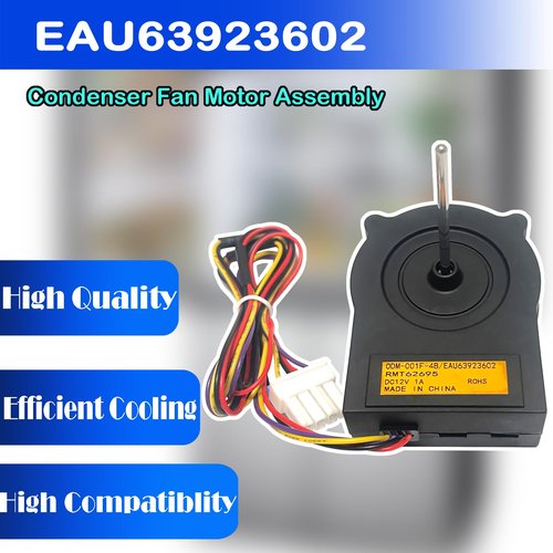 EAU63923602 Refrigerator Condenser Fan Motor Replacement for LG ODM-001F-4B Freezer Evapoartor Fan Motor Assembly DC 12V Fridge Cooling Radiator Freezer Parts