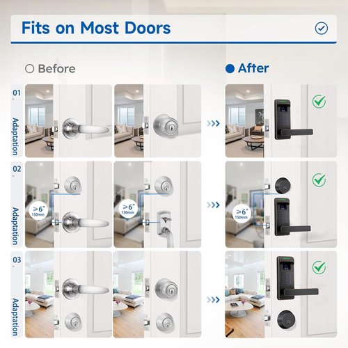 Harfo Fingerprint Door Lock, Heavy Duty Full APP Control Touchscreen Keypad Keyless Lock with Reversible Handle, Perfect for Home/Office/Bedroom Doors (Aged Bronze)