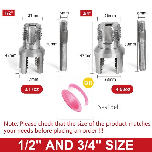 2 in 1 Internal & External Pipe Threading Tool Set, 2 Pcs Plastic Pipe Thread Cutting Tool, Electric Drill Compati, PVC Pipe Threader Set 1/2 3/4 Npt