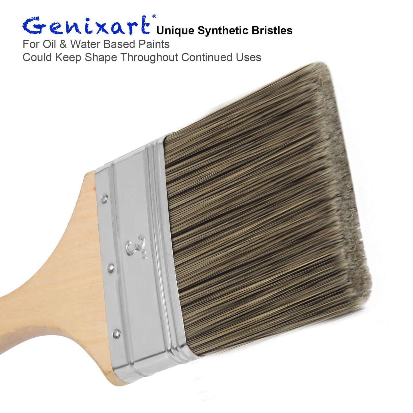 Double Thick Chip Paint Brush Set,Wood Stain Brushes for Painting Walls and Fence Staining, Wooden Handle Masonry Paintbrush for Varnish, Paste and Gesso (5 Pack Assorted Sizes)