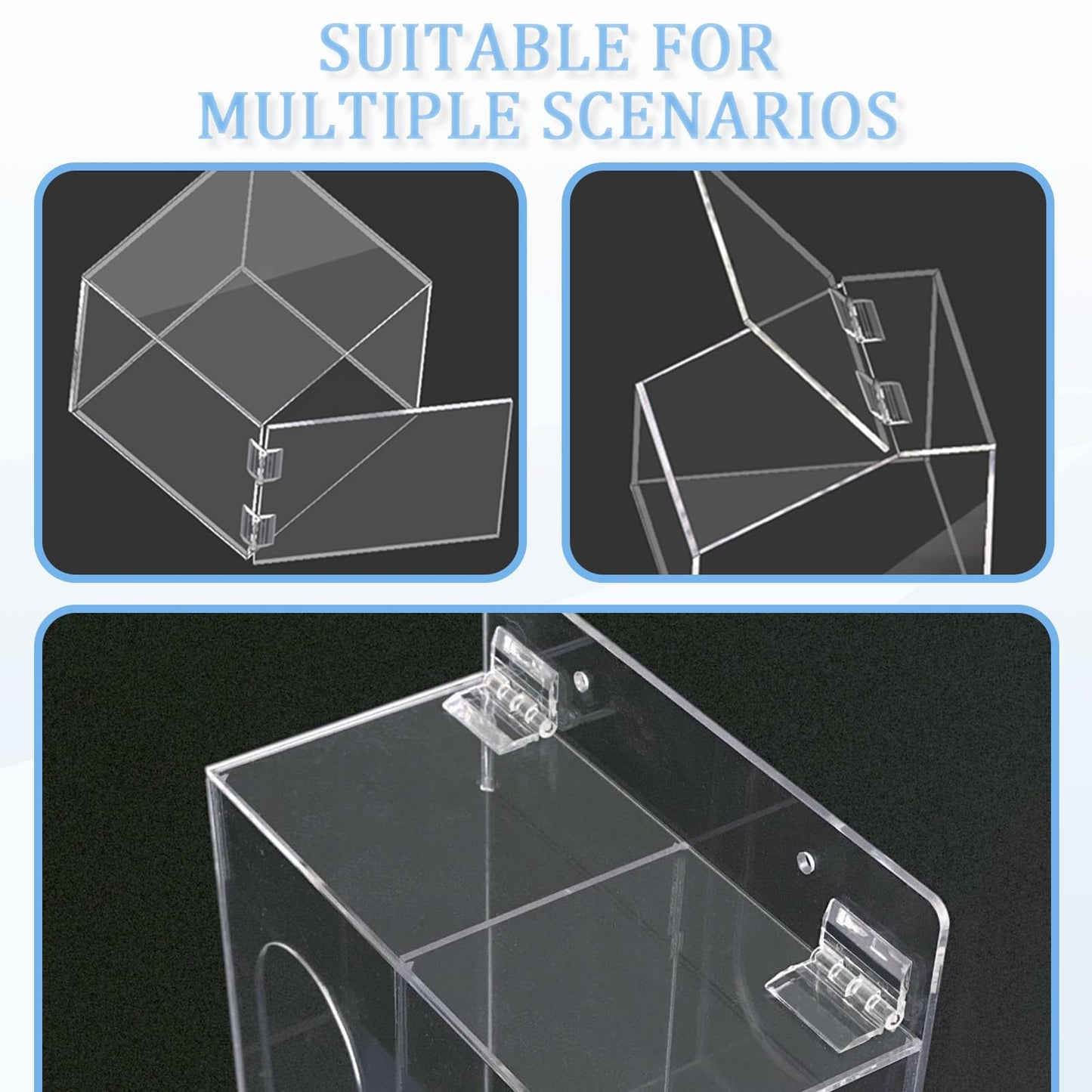 Transparent Plastic Acrylic Hinges, Continuous Piano Folding Hinges, Self-Adhesive Clear Plastic Hinge, for Crafts, Cabinet, Drawer, Furniture, Aquarium Lid, Display Stand (12pcs 25 * 35mm)