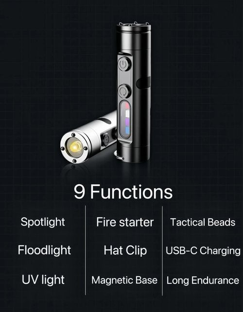 Taclite Mini - The Ultimate Survival Flashlight, 500 Lumens Mini Rechargeable EDC Flashlight, Magnetic Pocket Keychain Flashlights with Hat Clip, Waterproof for Camping, Emergency (Black)