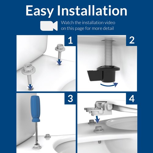 CHURCH Toilet Seat, Easy Clean Hinges Release for Deep Cleans, Durable Enameled Wood Seat, Elongated, White