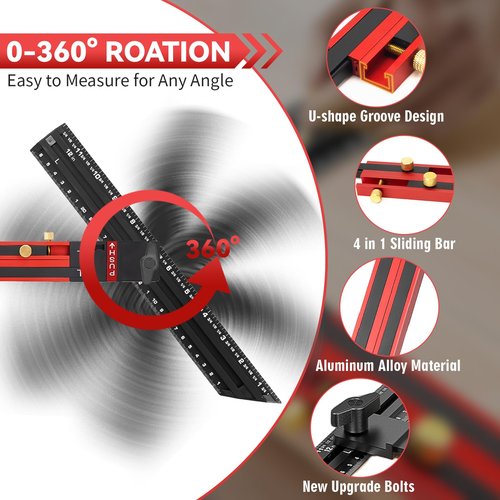 Stair Tread Template Tool - Upgrade Integrated Design Stair Tread Tool, Solid Stair Tread Gauge, Stair Measuring Tool Stair Gauge Jig Stair Template, Adjustable Length Aluminum Alloy Stair Step Tool