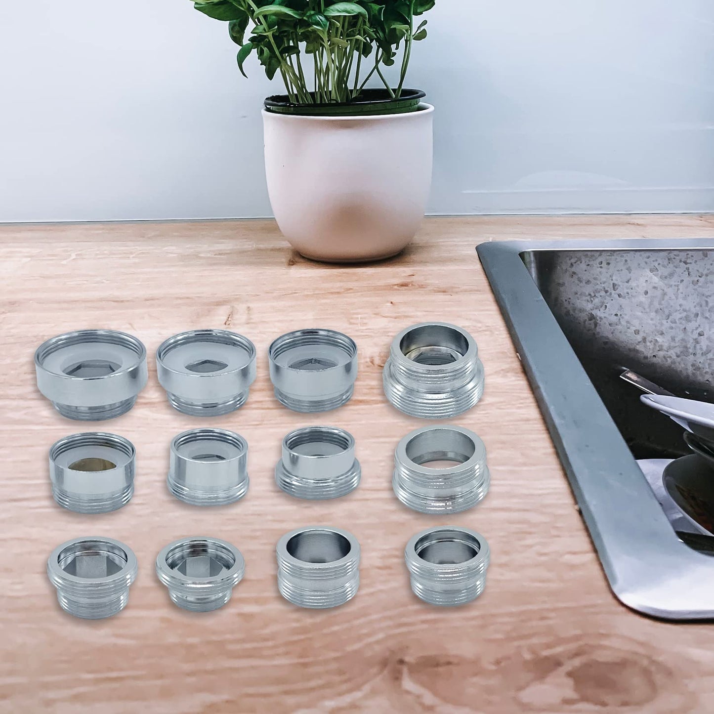 12 Pieces Faucet Adapter Kit Kitchen Aerator Male To Female Male Faucet Water Hose Adapter(Faucet Adapter Various Sizes)