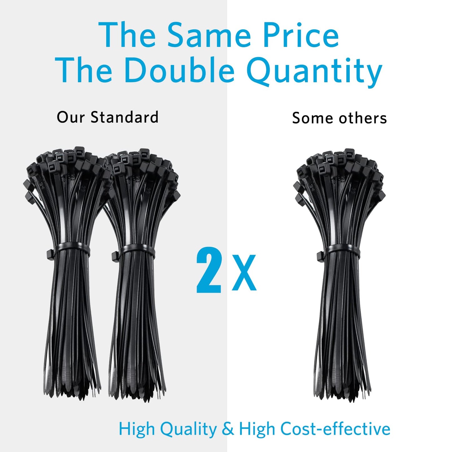 Zip Ties 4 inch, Small Zip Ties with 18 lb Tensile Strength, Black, 1000 Pack, by Tantti Supply