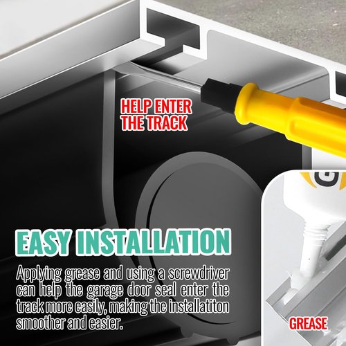 Garage Door Seals - 17FT Heavy-Duty Garage Door Weather Stripping Seal Strip Replacement, Rubber Resistance Gasket, Weatherproof Insulation Kit with 5/16" T-Ends, 3 3/4 Inch Width, Black