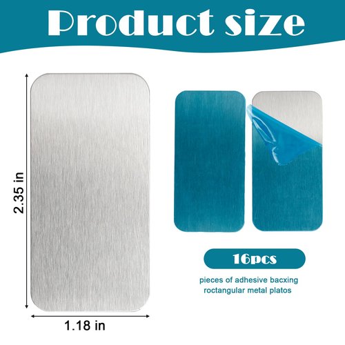16pcs Under Cabinet Light Magnetic Strip,Adhesive Metal Plate for Magnets,Adhesive Metal Plate with Adhesive Backing(Not Magnets)