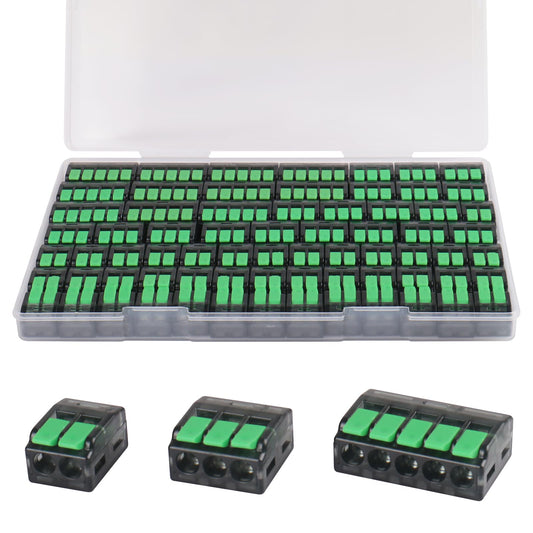 Avarbuvo 70 PCS Lever Wire Connectors, Quick Electrical Wire Splice Connectors Push-in, 2/3/5 Conductor Combination Kit, Cyan Transparent Shell, 24-12 AWG