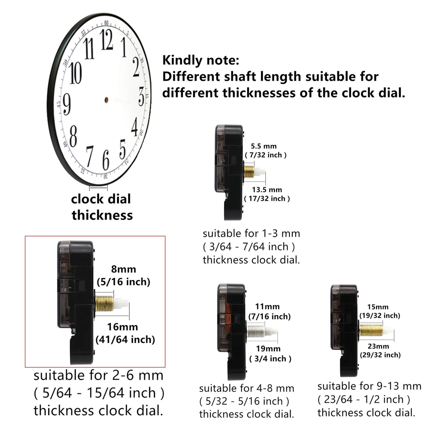 TIKROUND Youngtown 12888 Quartz DIY Wall Clock Movement Mechanism DIY Repair Parts Replacement Fit Dials up to 40 cm（15.7 Inches ） in Diameter.