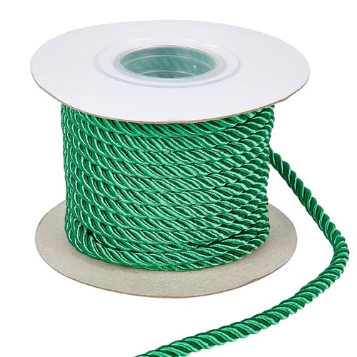 CABODYALS 5MM 3 Ply Dark Green Twist Grad Honer Cord Trim Braid Christmas Shiny Satin Twine Thread String Graduation Twined Decorative Thick Rope Cords for Sewing Making Home Decor Craft Drawstrings