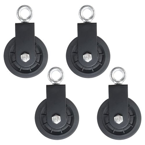 Patioer 4 Pack Cable Pulley 3.54 in/90 mm Silent Nylon Gym Cable Pulley Wheel, 360 Degree Rotation Traction Wheel DIY Attachment for LAT Lift Pulley System, Lifting Blocks, Home Gym Equipment