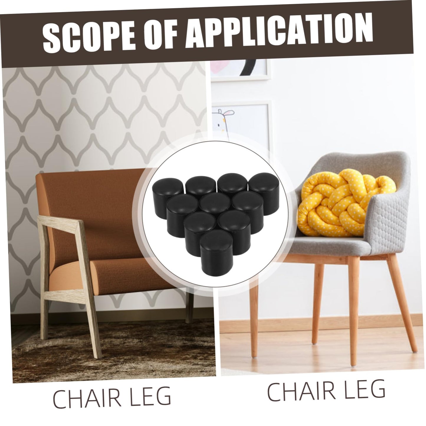 STOBOK 60pcs Non-Slip Round Chair Leg Caps Rubber Furniture Feet Protectors for Hardwood Floors U-Shaped Table Leg Covers Sturdy Floor Protectors for Chairs and Tables