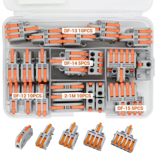 UOHGDPY 40PCS Lever Wire Connectors,1 in i Out-1 in 5 Out Wire Splitter,Compact Wire Connectors Splicing Connectors for Circuit Inline 28-12 AWG