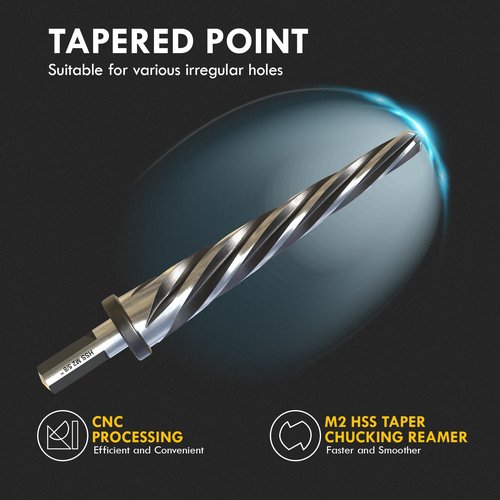MACXCOIP 3/4" Bridge Construction Reamer, M2 HSS Taper Chucking Reamer Drill Bit with 5-Spiral Flutes Design for Steel, Alloy, Aluminum, Wood and Plastic
