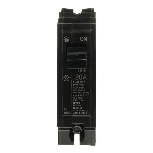 ABB Q-Line® THQL1120 Q Line 20A Single-Pole Circuit Breaker • 120/240 VAC, 20 Amp, 10 kA Interrupt • THQL One-Pole Load Center Circuit Breaker • Non-Interchangeable Thermal Magnetic Trip
