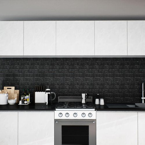 Umedol 40 PCS 3D Wall Panels Peel and Stick Faux Foam 11.8"*11.8" Black Brick Wallpaper for Walls 3D Wall Tiles Faux Brick Paneling Self-Adhesive Wallpaper for DIY Interior Wall Decor