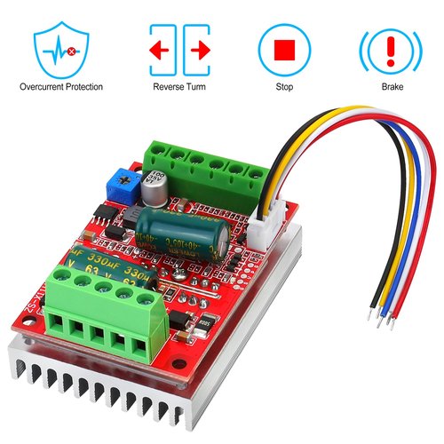 DC 6-60V 400W BLDC Three-Phase Brushless Motor Controller PWM Hall Motor Control Driver Board 12V 24V 48V with Forward/Reverse/Stop/Brake Function