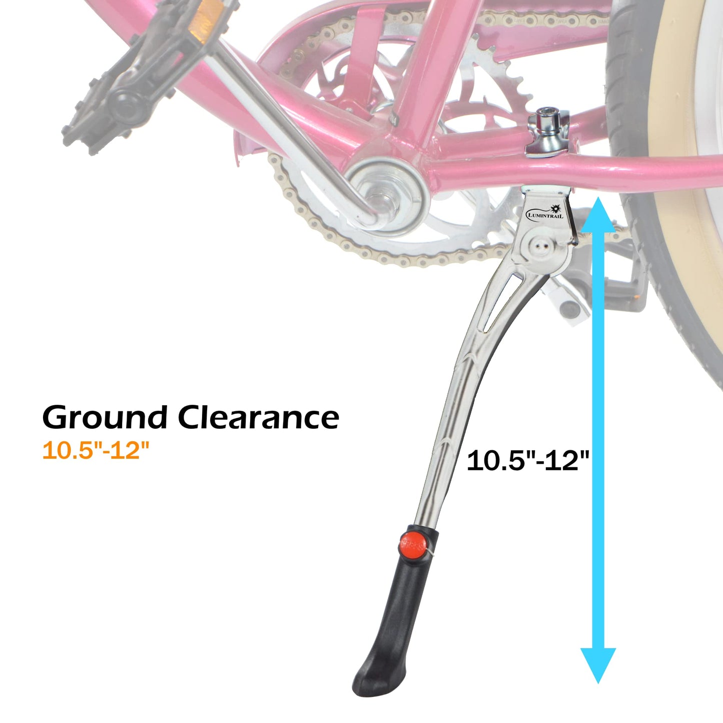 Lumintrail Center Mount Bicycle Kickstand - Fits 24-29 Inch Bikes - Bike Kick Stands for Adult Mountain, Cruiser and Road Bike - Quick Adjust Height Kickstand