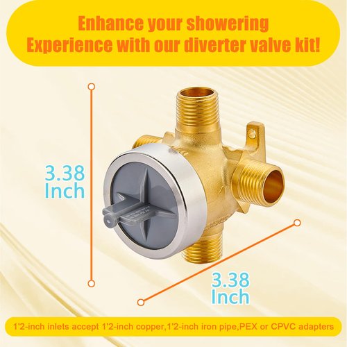 R11000 Diverter Rough-In Shower Valve Brass Body, Compatible with Delta Faucet 3-Setting and 6-Setting Custom Shower Diverter Valve Kit, Compatible with Delta R11000 Shower Trim Kits.