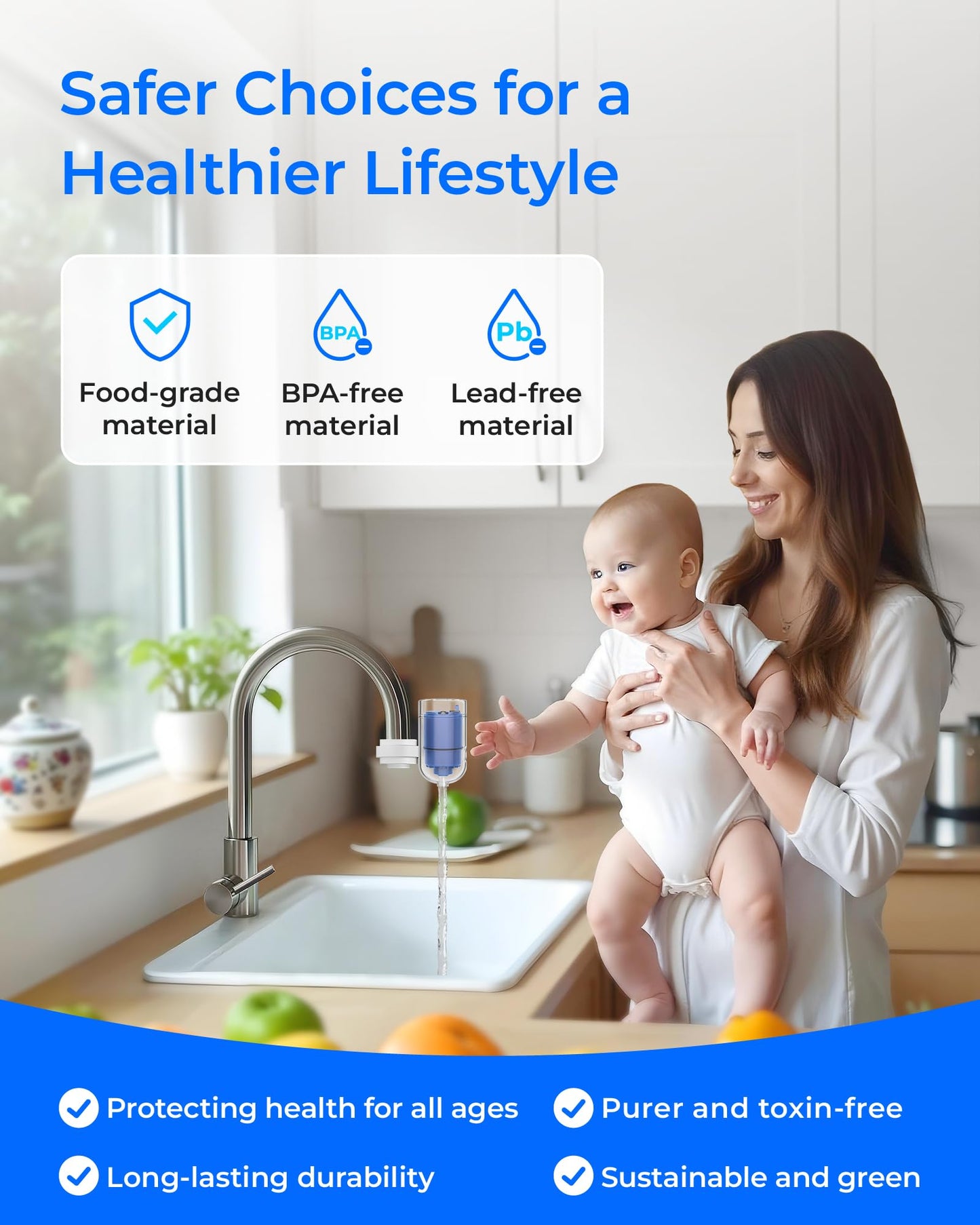 Waterdrop C08A Faucet Water Filter, Compatible with All PUR® PLUS Water Filter, PUR® PLUS RF9999® Faucet Water Filter, NSF 42 Certified, 3-Month, 300-Gallon, 1 Pack