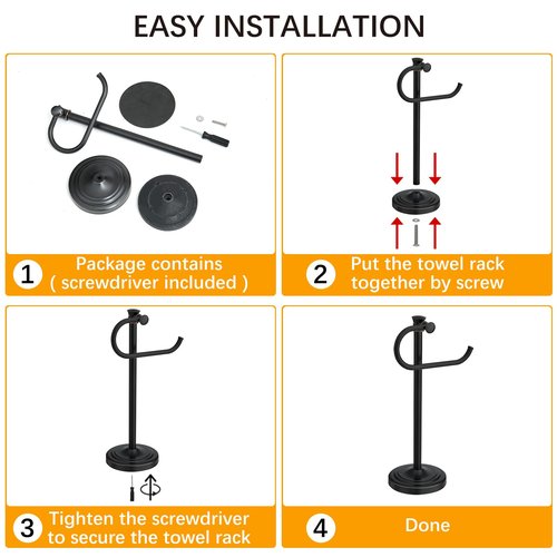 BESy 17 Inch Oil Rubbed Bronze Stand Towel Bar Hanger Hand Towel Bar Bathroom Vanity Countertop Towel Holder Free Standing Stainless Steel Towel Ring Hardware Accessories Towel Rack