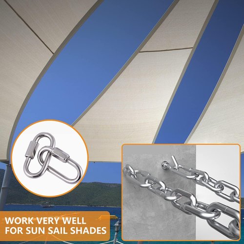 DELSWIN 1.57 Inch Stainless Steel Chain Link - 12 Pack 5/32" Small Carabiner Clip, Heavy-Duty Anti-Rust Chain Connector, Quick Link for Birds' Toys, Chandelier, Kids Swing, 400 Lbs Capacity