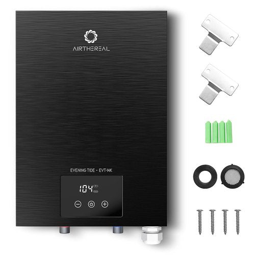 Airthereal Electric Tankless Water Heater 14kW, 240Volts - Endless On-Demand Hot Water - Self Modulates to Save Energy Use - Small Enough to Install Anywhere - for 1 Shower, Evening Tide series