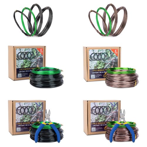 ZELARMAN Bonsai Training Wire Set of 4 - Total 128 Feet (32 Feet Each Size) 3 Size - 1.0MM, 1.5MM, 2.0MM - Corrosion and Rust Resistant
