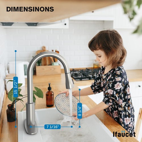 Kitchen Faucets, Kitchen Faucet with Pull Down Sprayer, High Arc Single Handle Kitchen Sink Faucet with Water Lines, Brushed Nickel Kitchen Faucet with Sprayer, RV Sink faucets