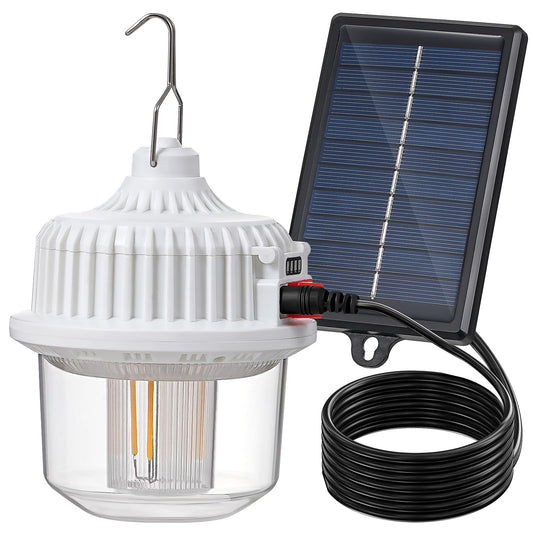 Solar Camping Lantern, LED Flashlight with Clip Hook for Power Outages, Portable Rechargeable Battery Powered Tent Essentials Lights for Emergency, Hurricane, Survival Kits, Operated Lamp