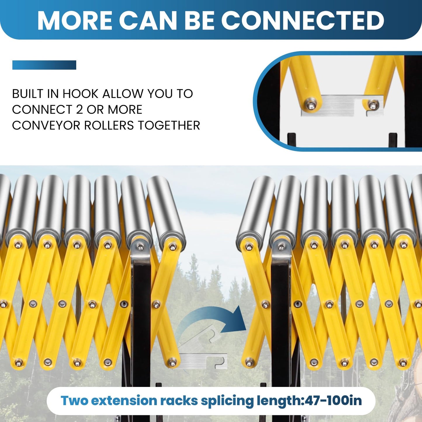 Conveyor Rollers, Heavy-Duty Roller Conveyor Table with 660 LBS Capacity, 50" L x 23.6" W, Extendable Modular Conveyor System for Warehouse, Garage Workshop, Packing Station, Shipping Area