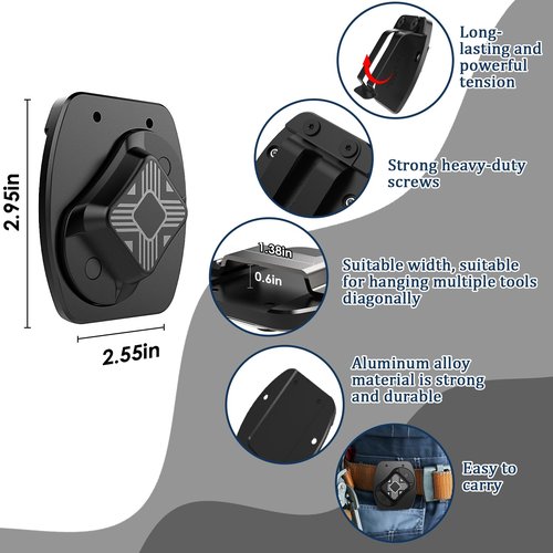 2-Pack Magnetic Tool Holder, Full Metal Magnetic Belt Clip Holster for Screws,Nails,Hammer,Pliers,Spanner and Any Magnet Hardware, Great for Electricians, Plumbers, Carpenters