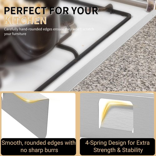 MOFINO Stove Gap Covers 316 Stainless Steel Stove Gap Filler Oven Side Gap Filler Between Stove and Counter Slide In Range Trim Kit for Kitchen 2 Pack(23.2” Silver)