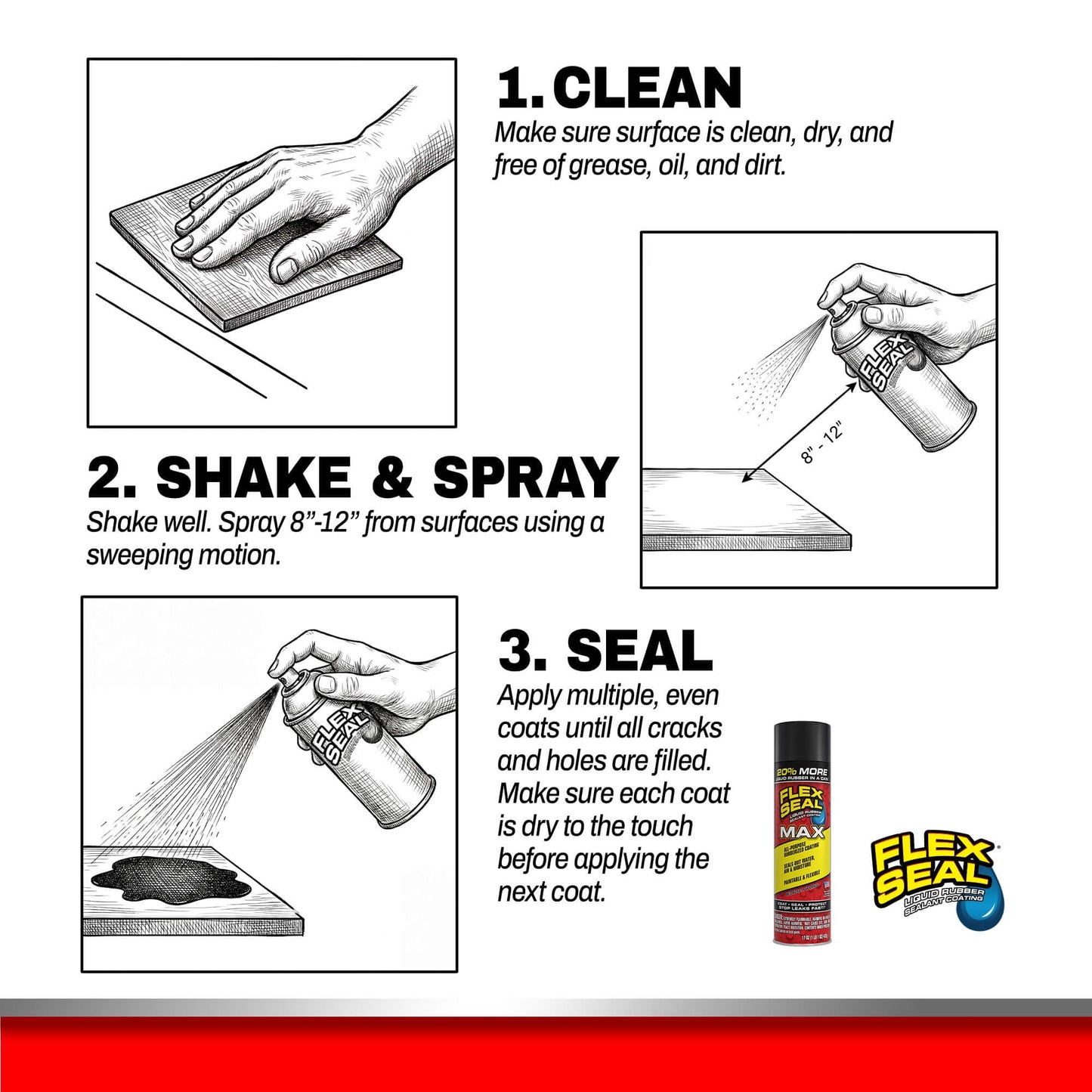 Flex Seal MAX, 17 oz, 2-Pack, Black, Stop Leaks Instantly, Waterproof Rubber Spray On Sealant Coating, Perfect for Gutters, Wood, RV, Campers, Roof Repair, Skylights, Windows, and More