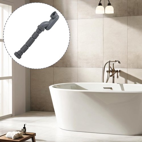Flexible 1 1/2 P-Trap, Freestanding Tub Drain Flat Flexible P-Trap 1-1/2 Shower Drain Interface 1.7in for Bathtub Shower Bathroom
