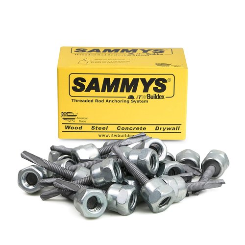 Everflow 8040957-25 3/8" Screw Vertical Threaded Rod Anchor Designed for Steel Structure, Steel with Electro-Zinc, 1/4-14 x 1" Screw Length (25 Pack)