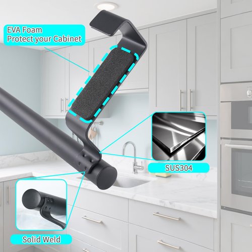 Swedish Dishcloth Holder with EVA Pad,Retractable Space Saving Swedish Dishcloth Hanger Over Cabinet Door,Hole Free,L8.8-14.4*W2.7Inch,Black,1PC