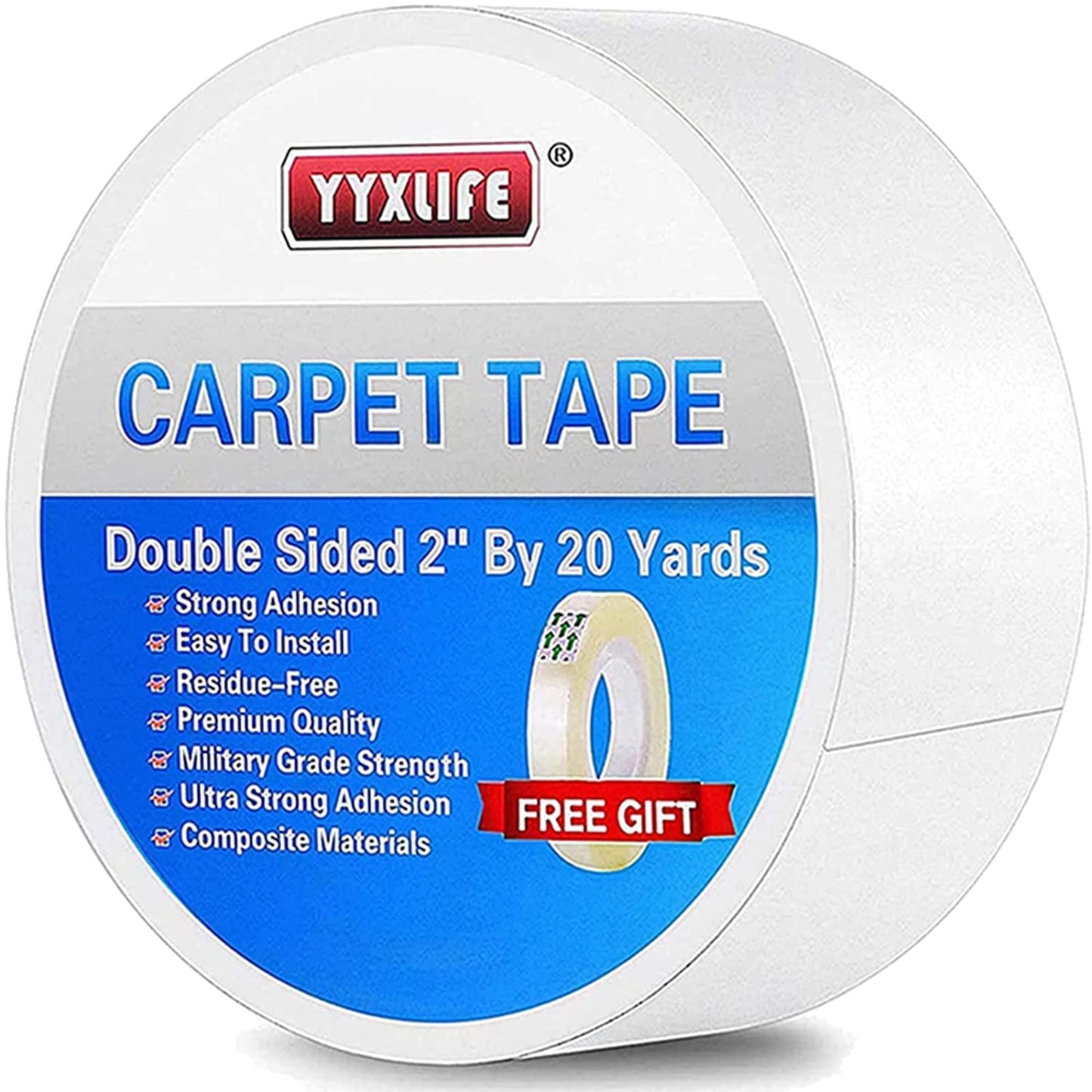 YYXLIFE Double Sided Carpet Tape,for Area Rugs Carpet Adhesive Removable Multi-Purpose Rug Tape Cloth for Hardwood Floors,Outdoor Rugs,2Inch x 10 Yards,20 Yards,30 Yards