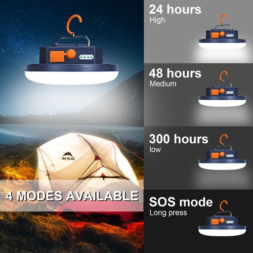 IODOO 10000mAh 4000LM Flashlight Portable LED Camping Lantern Rechargeable Light 30W with Magnet , IPX5 Waterproof Tent Lights Power Failure Emergency