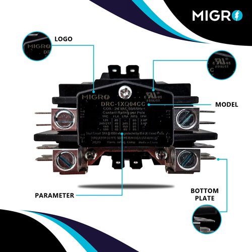 Migro 1 Pole 40 AMP Heavy Duty AC Contactor Replaces Virtually All Residential 1 Pole Models (Migro 1 Pole -2yr Warranty) Product Name