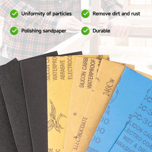 Sandpaper 2000 Grit, Wet Dry Sanding Sheets 9 x 3.6 Inch for Wood Furniture Finishing, Metal Sanding and Automotive Polishing,21 -Sheet