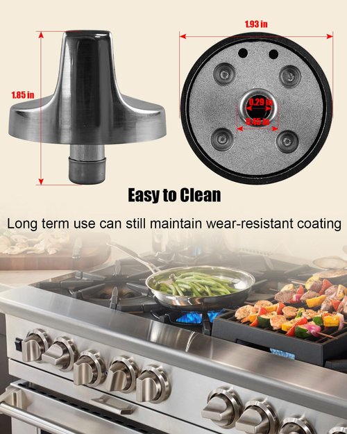 W11418244 Range Knob Compatible with Whirlpool WCE55US0HB00 WCE77US0HS01 WCE77US6HB00, Gas Stove Surface Burner Control Knob Replace W11130627 W11222054, Silver, 4 Pcs