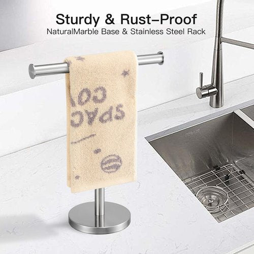 Zitalupy T-Shape Bath Hand Towel Holder Standing, SUS304 Stainless Steel Brushed Nickel T-Shape Towel Bar Rack Stand with Heavy Base, Tower Bar for Bathroom Kitchen & Countertop
