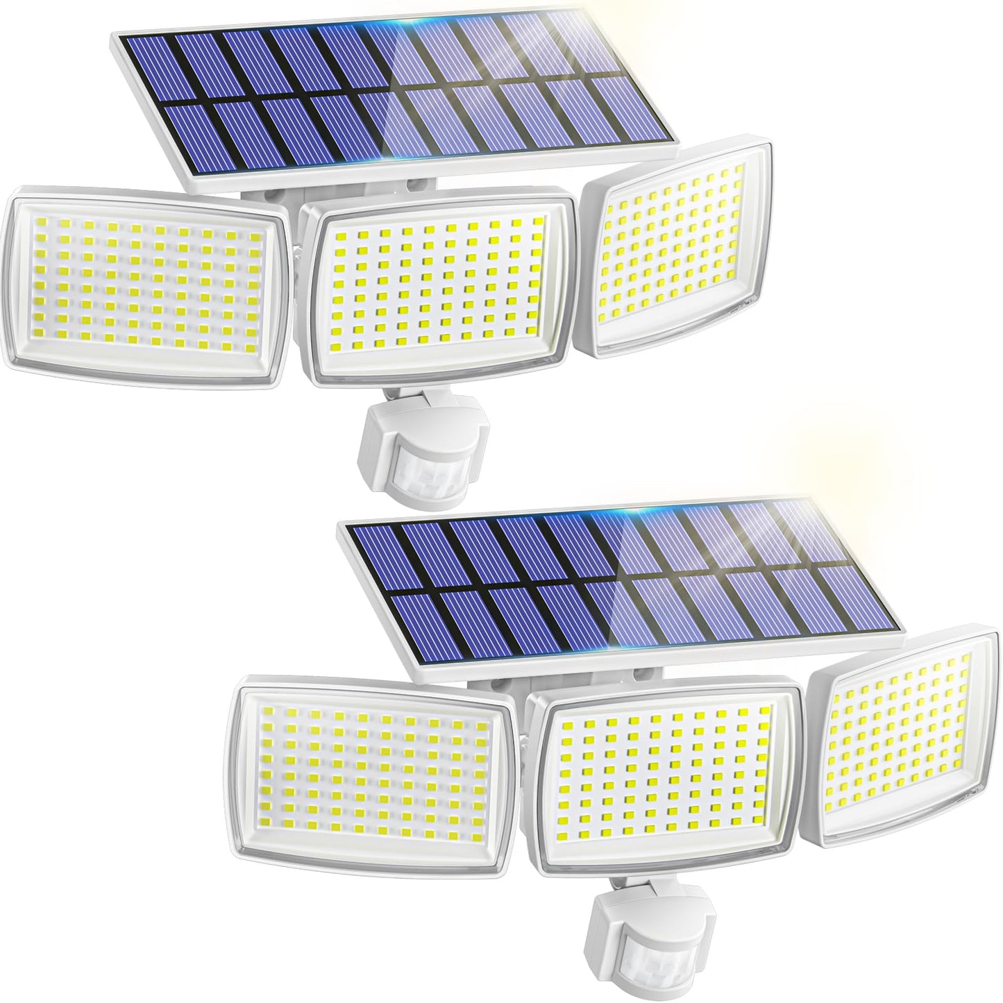 AIXPI Solar Lights Outdoor 240 LED 3000mAh Motion Sensor Flood Lights IP65 Waterproof Security Lights for Outside 270° Wide Angle Wall Lights White 2Pack