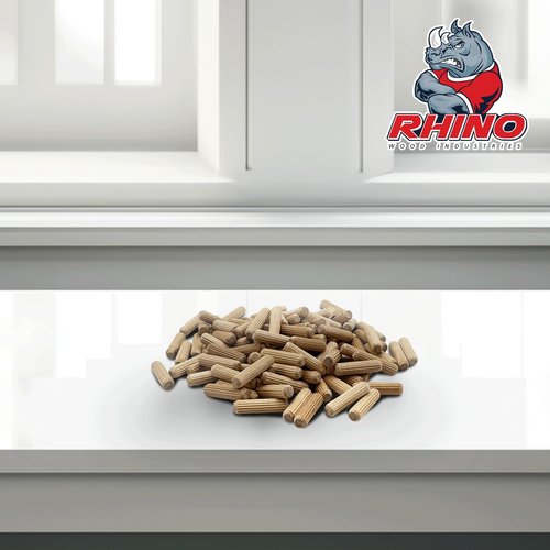 Rhino Wood Industries - 1/4" x 1" - 100 Pack Wooden Dowel Pins - Kiln Dried, Fluted, and Beveled (1/4" x 1", 100pk)