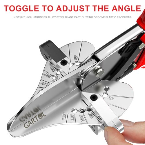 GARTOL Ratchet Miter Shears for Angular Cutting Molding Crafting, Shoe Molding & Quarter Round Cutting Tool Miter Cutter, Adjust at 45-135 Degree Multi-Angle Cutter Hand Tool for Soft Wood, PVC, MDF