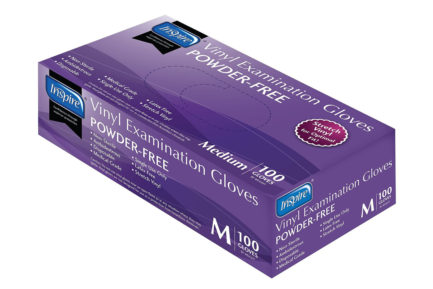Inspire Stretch Vinyl Exam Gloves | THE ORIGINAL Quality Disposable Latex Free Medical Glove Cleaning Cooking Food Service Labs Healthcare and Household, Medium 1000 Count